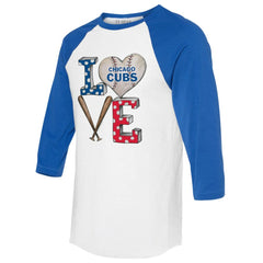 Chicago Cubs Tiny Turnip Women's Baseball Love Raglan 3/4-Sleeve T-Shirt Near Me