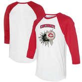 Cincinnati Reds Tiny Turnip Women's Baseball Tear 3/4-Sleeve Raglan T-Shirt for sale
