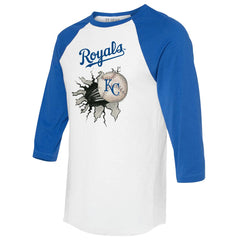 Kansas City Royals Tiny Turnip Women's Baseball Tear 3/4-Sleeve Raglan T-Shirt Sale