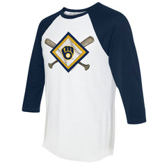 Milwaukee Brewers Tiny Turnip Women's Diamond Cross Bats 3/4-Sleeve Raglan T-Shirt Discount