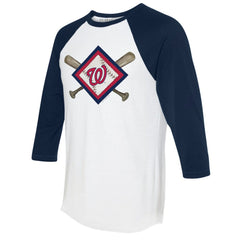 Washington Nationals Tiny Turnip Women's Diamond Cross Bats 3/4-Sleeve Raglan T-Shirt Near Me