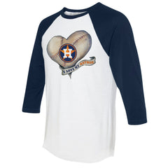 Houston Astros Tiny Turnip Women's Heart Banner 3/4-Sleeve Raglan T-Shirt for sale
