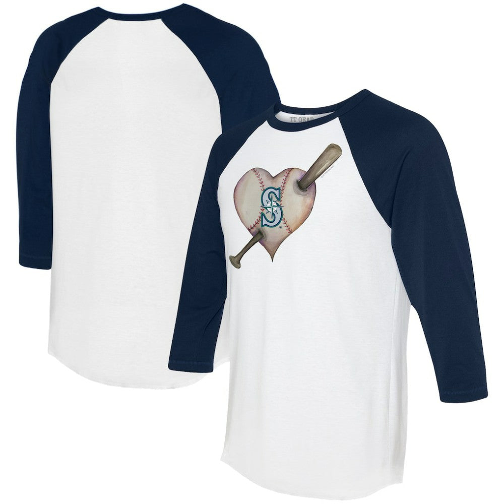 Seattle Mariners Tiny Turnip Women's Heart Bat 3/4-Sleeve Raglan T-Shirt Online