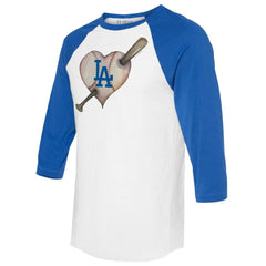 Los Angeles Dodgers Tiny Turnip Women's Heart Bat 3/4-Sleeve Raglan T-Shirt Online