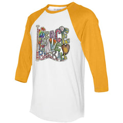 San Diego Padres Tiny Turnip Women's Peace Love Baseball 3/4-Sleeve Raglan T-Shirt Sale