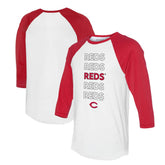 Cincinnati Reds Tiny Turnip Unisex Stacked 3/4-Sleeve Raglan T-Shirt for sale