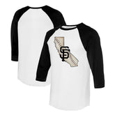 San Francisco Giants Tiny Turnip Unisex State Outline 3/4-Sleeve Raglan T-Shirt Outlet