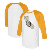 San Diego Padres Tiny Turnip Unisex State Outline 3/4-Sleeve Raglan T-Shirt for sale