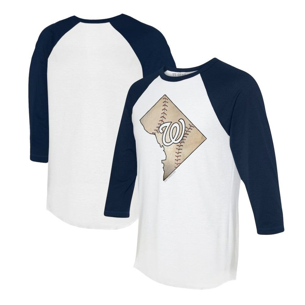 Washington Nationals Tiny Turnip Unisex State Outline 3/4-Sleeve Raglan T-Shirt Sale