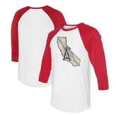 Los Angeles Angels Tiny Turnip Unisex State Outline 3/4-Sleeve Raglan T-Shirt for sale