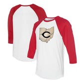 Cincinnati Reds Tiny Turnip Unisex State Outline 3/4-Sleeve Raglan T-Shirt Online