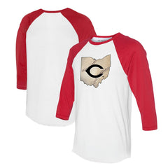 Cincinnati Reds Tiny Turnip Unisex State Outline 3/4-Sleeve Raglan T-Shirt Online