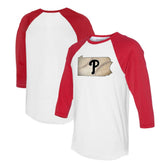 Philadelphia Phillies Tiny Turnip Unisex State Outline 3/4-Sleeve Raglan T-Shirt for sale