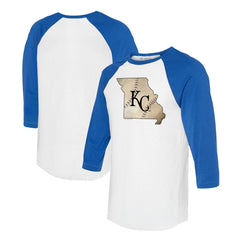 Kansas City Royals Tiny Turnip Unisex State Outline 3/4-Sleeve Raglan T-Shirt Discount