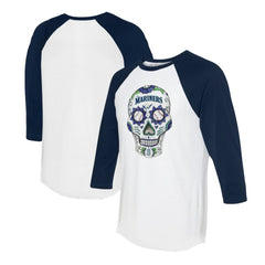 Seattle Mariners Tiny Turnip Unisex Sugar Skull 3/4-Sleeve Raglan T-Shirt Near Me