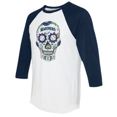 Seattle Mariners Tiny Turnip Unisex Sugar Skull 3/4-Sleeve Raglan T-Shirt Near Me