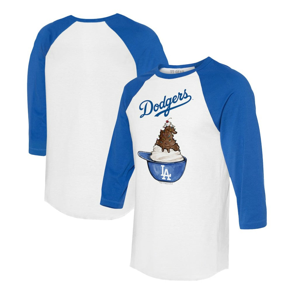 Los Angeles Dodgers Tiny Turnip Unisex Sundae Helmet 3/4-Sleeve Raglan T-Shirt Outlet