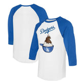 Los Angeles Dodgers Tiny Turnip Unisex Sundae Helmet 3/4-Sleeve Raglan T-Shirt Outlet