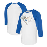 Kansas City Royals Tiny Turnip Unisex Tiara Heart 3/4-Sleeve Raglan T-Shirt Outlet