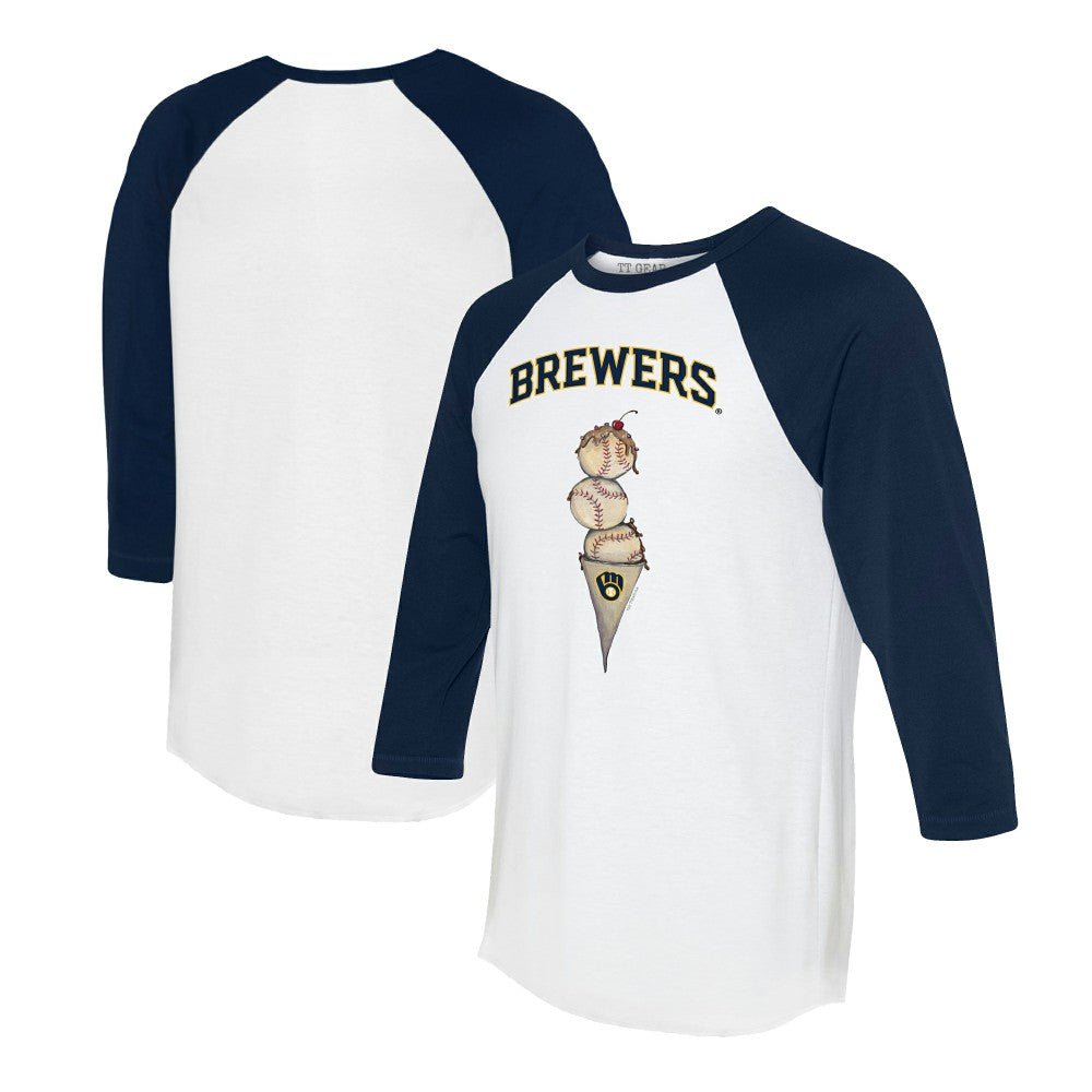 Milwaukee Brewers Tiny Turnip Unisex Triple Scoop 3/4-Sleeve Raglan T-Shirt Sale