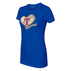 Texas Rangers Tiny Turnip Women's Heart Banner T-Shirt for sale