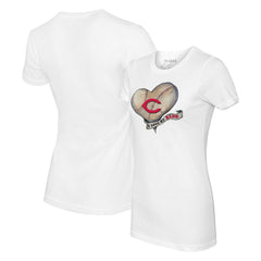 Cincinnati Reds Tiny Turnip Women's Heart Banner T-Shirt Outlet