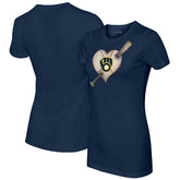 Milwaukee Brewers Tiny Turnip Women's Heart Bat T-Shirt Outlet
