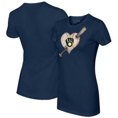 Milwaukee Brewers Tiny Turnip Women's Heart Bat T-Shirt Outlet