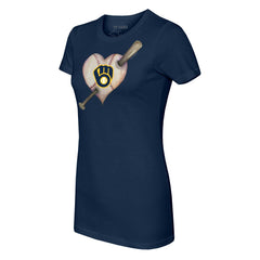 Milwaukee Brewers Tiny Turnip Women's Heart Bat T-Shirt Outlet