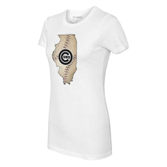 Chicago Cubs Tiny Turnip Women's State Outline T-Shirt for sale