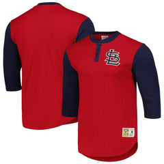 St. Louis Cardinals Mitchell & Ness Cooperstown Collection Legendary Slub Henley 3/4-Sleeve T-Shirt Outlet