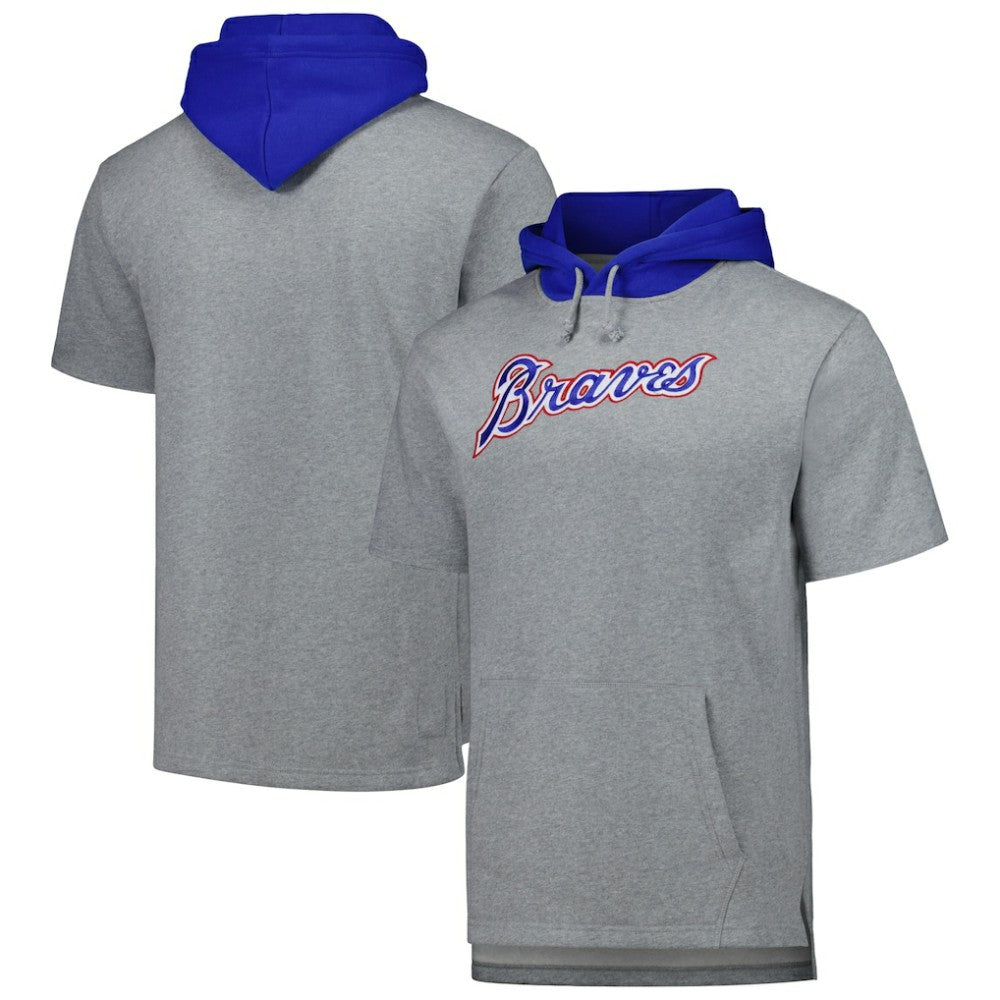Atlanta Braves Mitchell & Ness Postgame Short Sleeve Pullover Hoodie Discount