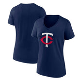 Minnesota Twins Women's Core Official Primary Logo V-Neck T-Shirt Discount