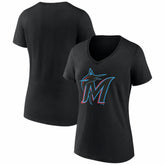 Miami Marlins Women's Logo V-Neck T-Shirt Sale