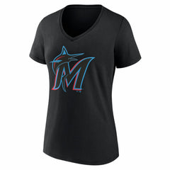 Miami Marlins Women's Logo V-Neck T-Shirt Sale