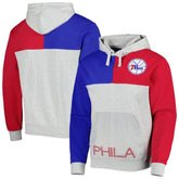 Mitchell & Ness Philadelphia 76ers Tie-Breaker Pullover Hoodie Heather Gray
