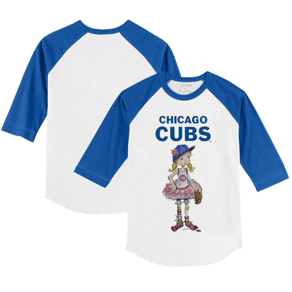 Chicago Cubs Tiny Turnip Youth Babes 3/4-Sleeve Raglan T-Shirt for sale