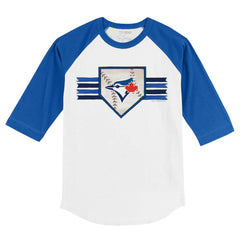 Toronto Blue Jays Tiny Turnip Youth Base Stripe 3/4-Sleeve Raglan T-Shirt Discount