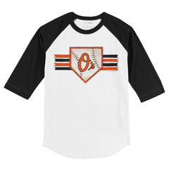 Baltimore Orioles Tiny Turnip Youth Base Stripe 3/4-Sleeve Raglan T-Shirt Outlet