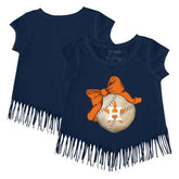 Houston Astros Tiny Turnip Girls Youth Baseball Bow Fringe T-Shirt Online