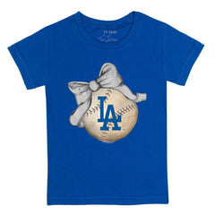 Los Angeles Dodgers Tiny Turnip Youth Baseball Bow T-Shirt Online