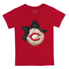 Cincinnati Reds Tiny Turnip Youth Baseball Bow T-Shirt Sale