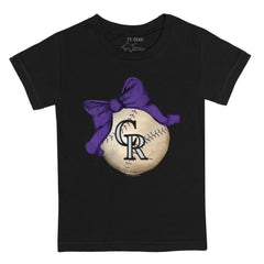 Colorado Rockies Tiny Turnip Youth Baseball Bow T-Shirt Outlet