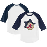 Atlanta Braves Tiny Turnip Youth Baseball Bow 3/4-Sleeve Raglan T-Shirt Sale