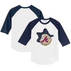 Atlanta Braves Tiny Turnip Youth Baseball Bow 3/4-Sleeve Raglan T-Shirt Sale