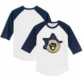 Milwaukee Brewers Tiny Turnip Youth Baseball Bow 3/4-Sleeve Raglan T-Shirt Outlet