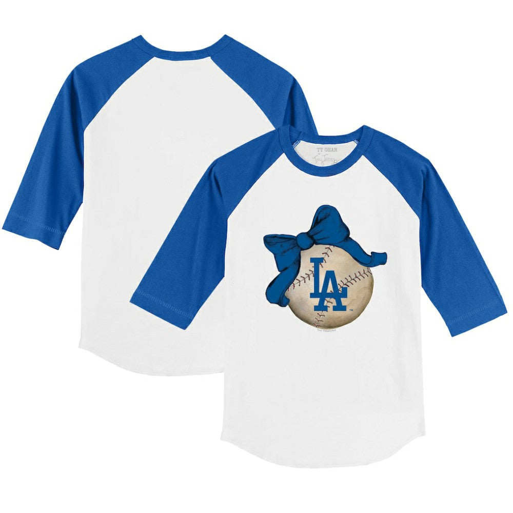 Los Angeles Dodgers Tiny Turnip Youth Baseball Bow 3/4-Sleeve Raglan T-Shirt Online
