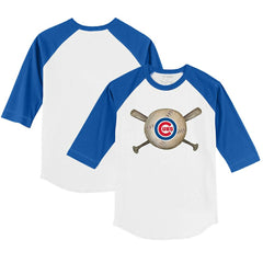 Chicago Cubs Tiny Turnip Youth Baseball Cross Bats 3/4-Sleeve Raglan T-Shirt Sale