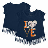 Houston Astros Tiny Turnip Girls Youth Baseball Love Fringe T-Shirt Sale