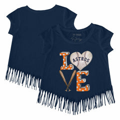 Houston Astros Tiny Turnip Girls Youth Baseball Love Fringe T-Shirt Sale